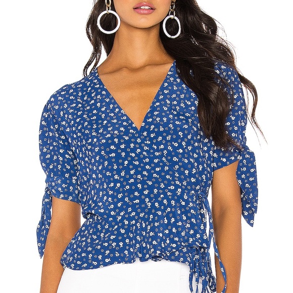 Faithfull the Brand Tops - Faithfull the Brand Lucy Wrap Top Blue Floral